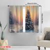 2pcs,2D Plane Printing Print Curtains Christmas Tree Snow Winter Sunset (3) 100% Polyester (without Rod) Festive Use for