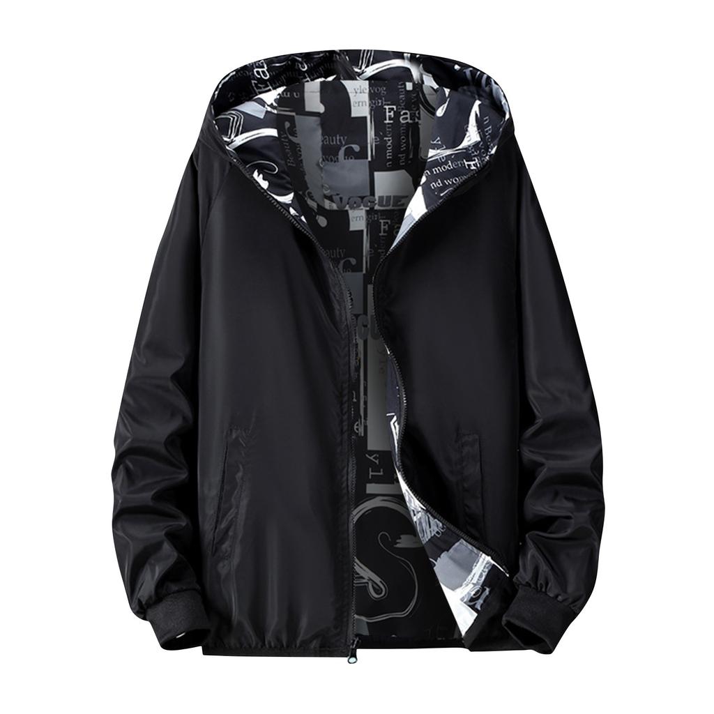Men's Large Size Autumn Trendy Printed Coat Reversible Jacket