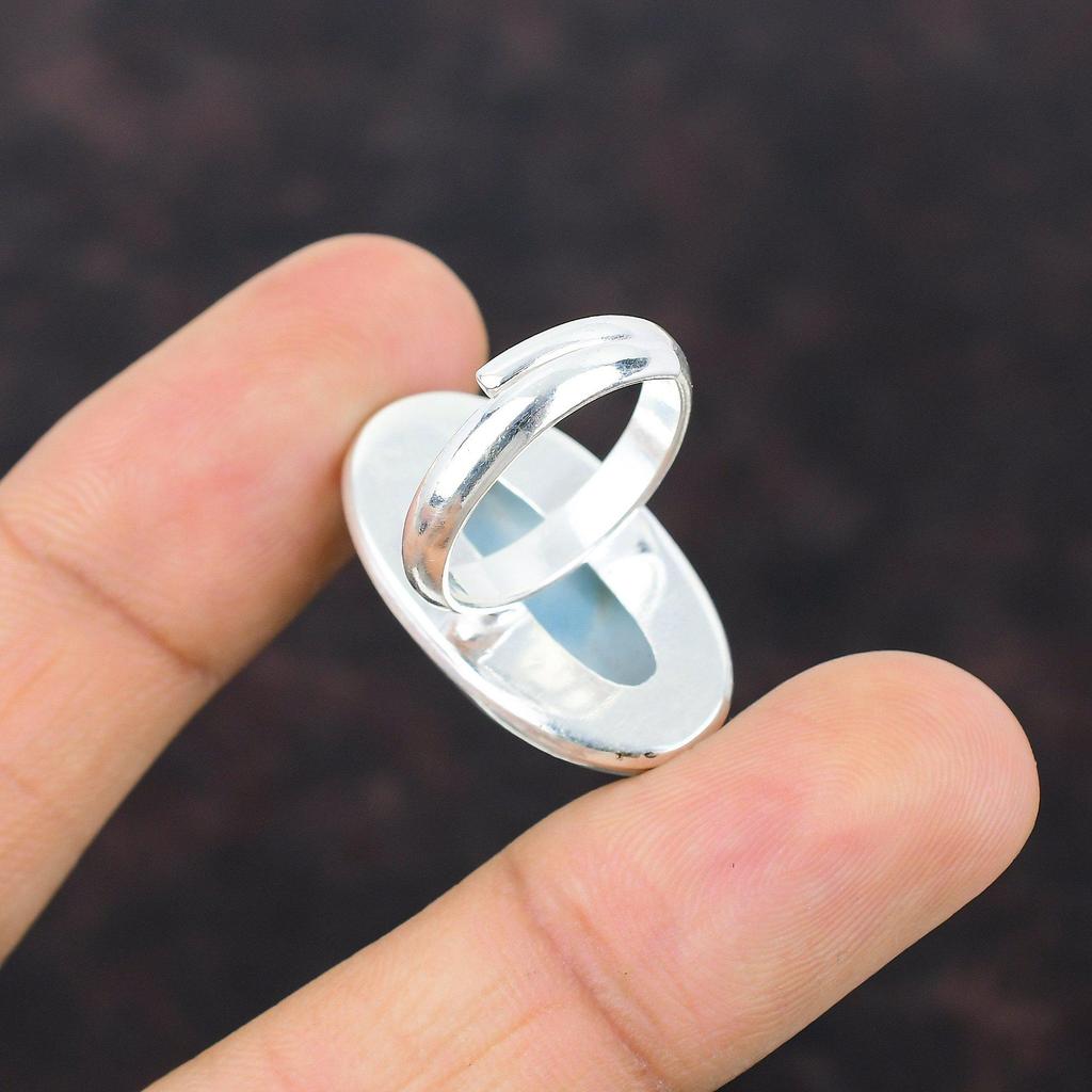 Larimar Gemstone Ring Handmade Jewelry 925 Sterling Silver Rings Adjustable Ring Larimar Jewelry Gift For Mother Engagement Ring Dainty Ring