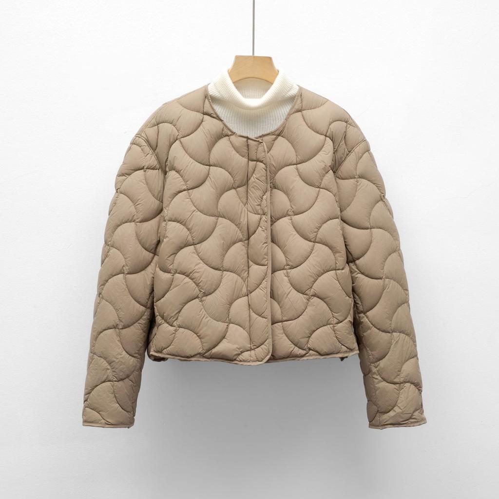 Autumn and winter down loose minimalist light round neck down jacket short jacket