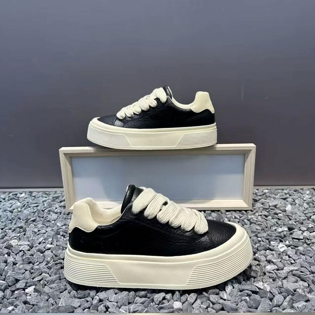 Leather Men's Thick Soled Casual Shoes Height Increase Wear Resistant Sneakers Soft Soled Comfortable Color Blocked Men's Shoes