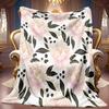 1pc 2D Pink Peony with Black Leaves And Fruits Themed Pattern Flannel Blanket, Soft HD Digital Print, Cooling Blanket All-Season Use! Soft And Breatha