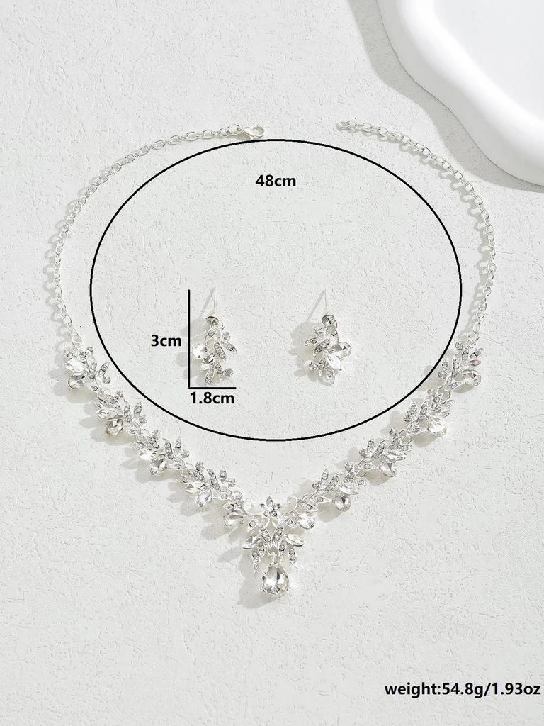 3PC Elegant Jewelry Set High-quality Women'sTrendy Chain Series Leaf Droplet Necklace Earrings Wedding Banquet Party Gift
