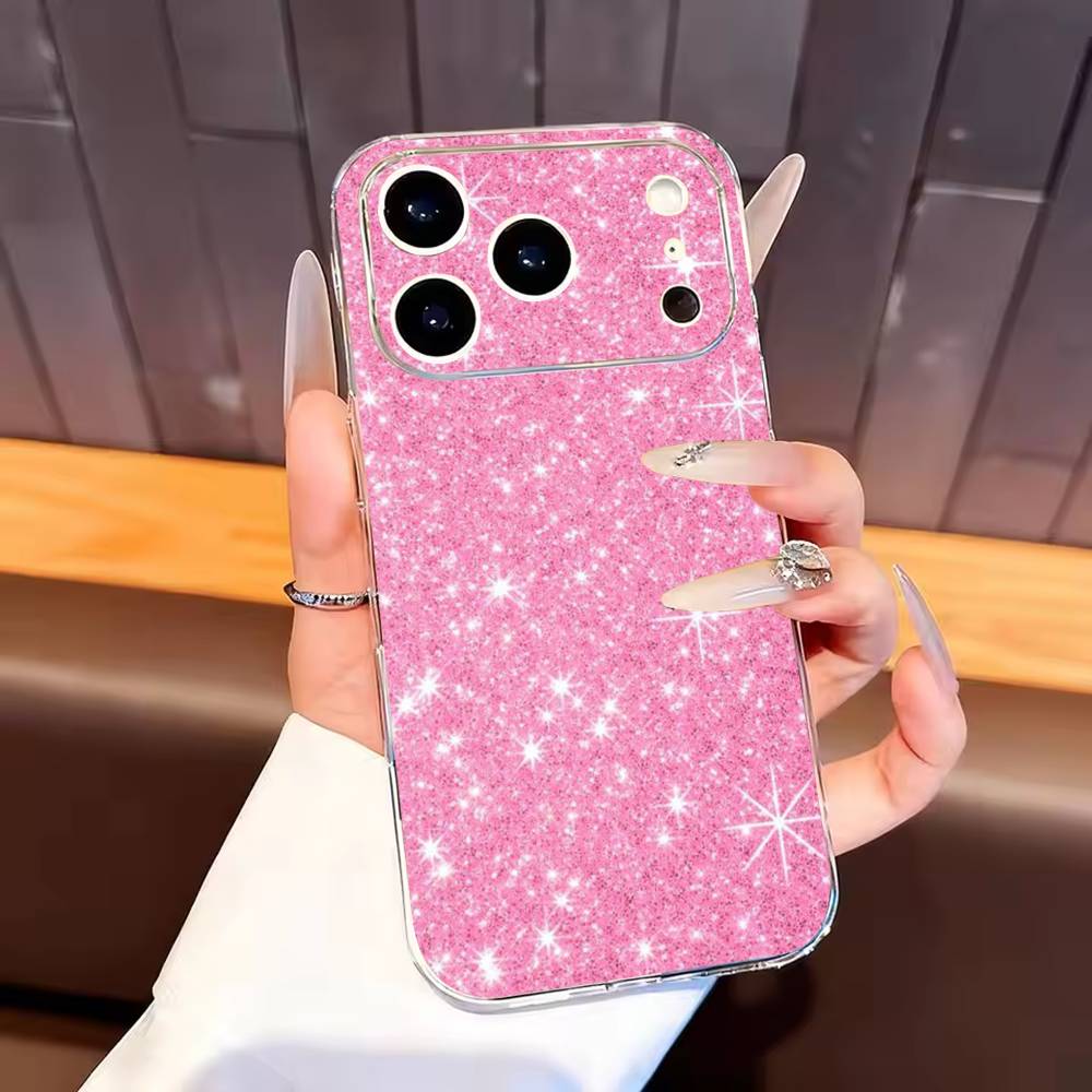 Dazzling Pink GIRL G-Glitter Phone Case For iPhone17,16,15,14,13,12,11 Plus,Pro Max Soft Transparent Cover