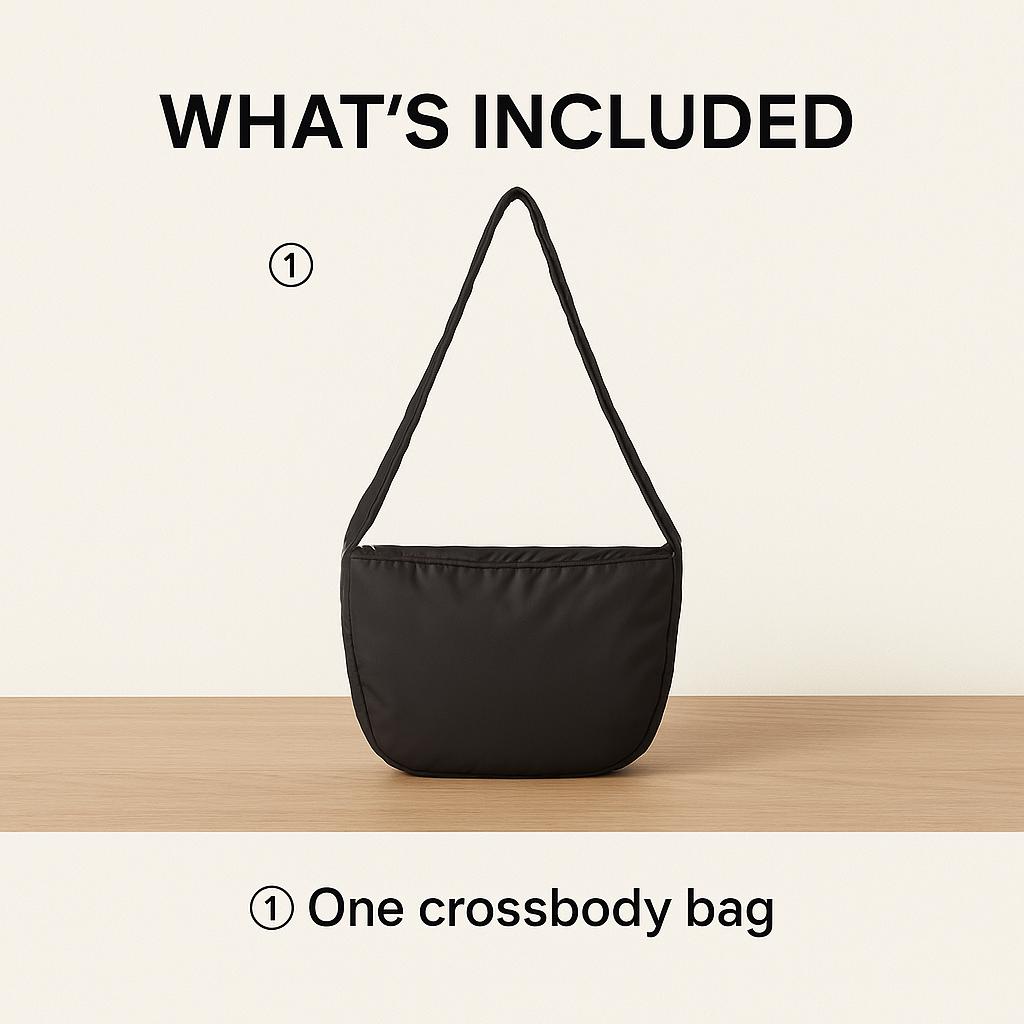 Daiso Modern Padded Crossbody Bag - Black