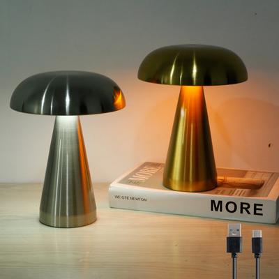 Pilz Tischlampe Tragbar Kabellos LED Schreibtischlicht Touch-Steuerung Nachtlicht mit 3-Farben-Dimmfunktion für Schlafzimmer Wohnzimmer