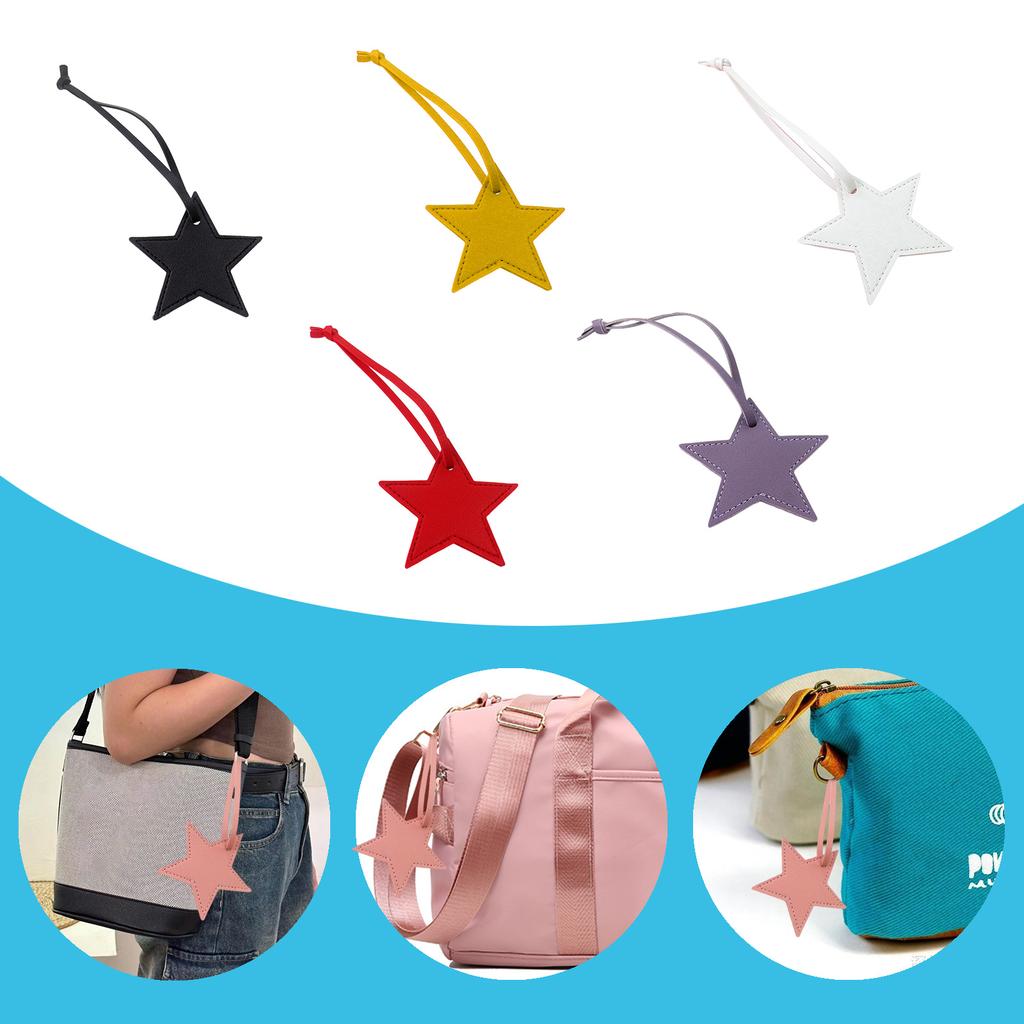 Five Pointed Star Leather Pendant Keychain Stylish Key Rings Five-pointed Star Luggage Tag Purse Decoration for Ladies