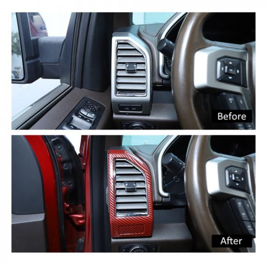 Red Carbon Dashboard Side Air Vent Outlet Panel Cover Trim for Ford F150 2015-20