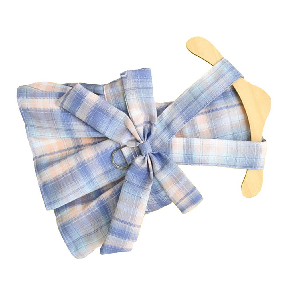 Plaid Dog Dress Bow Tie Harness Leash Set Breathable Soft Comfortable Puppy Dress for Daily Walking