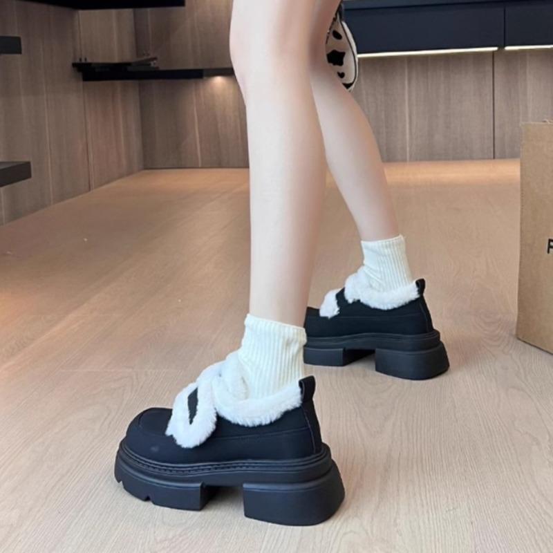 Fashion Womens Winter Warm Snow Boots New Thick-soled Cotton Lolita Mary Jane Leather Shoe Trendy Black Platform Ankle Boots Women Botas