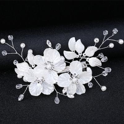 Crystal Pearl Flower Hair Pin Elegant Bridesmaid Tiara Trendy Floral Style Barrettes  for Women