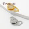 18K Gold Plated Connectors For Jewelry,Brass with Zircon Heart Clasps For Bracelets Accessories,DIY Jewelry Necklace Clasp