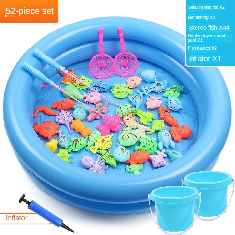 Magnetic Fishing Toy Pool for Boys and Girls, Fun Game for Playing Home, Summer Puzzle Square Night Market Stall Set