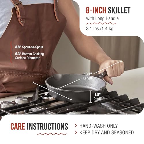 [Authentic Japanese Product] VICTORIA 8-inch Cast Iron Skillet Frying Pan, 20cm, SKL208, Pre-Seasoned (8-inch)