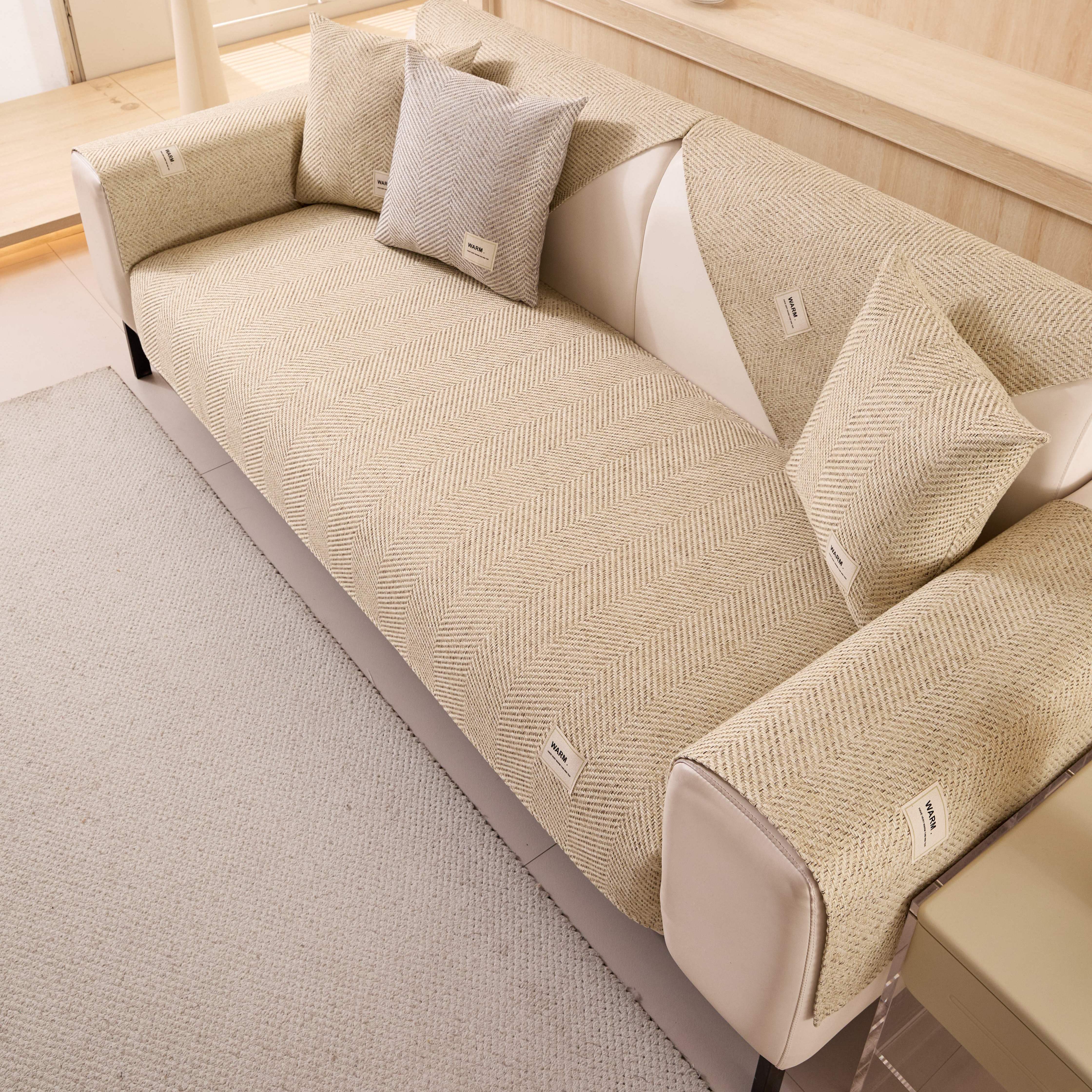 

Thick Anti Slip Imitation Cotton and Linen Cushion Simple Wind and Sand Hair Towel Cover Wear-resistant and Dirt Resistant Suitable for All Seasons 70x70cm 1pcs