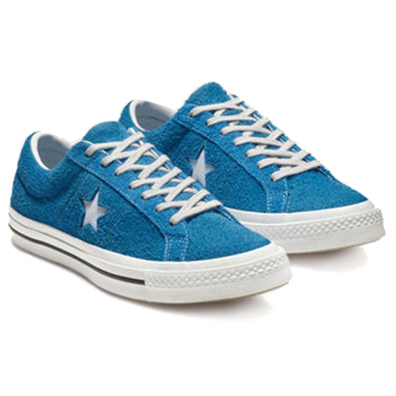 Converse Scarpe da Skate Unisex One Star Vintage in Pelle Scamosciata Basse Blue Hero Blu e Bianche