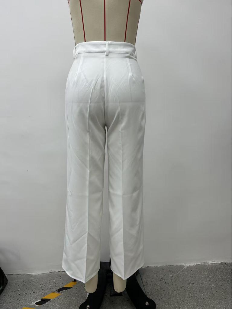 Women's High Waist Solid Color Casual Long Pants with Pockets