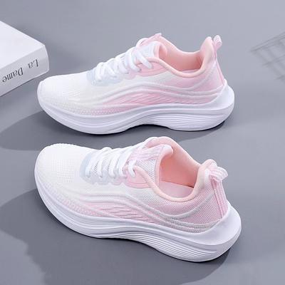 Fliegende Strick-Sneaker Damen Ins Wind Frühling und Herbst Neu 2024 Koreanische Version Kokosnuss Freizeit-Laufschuhe