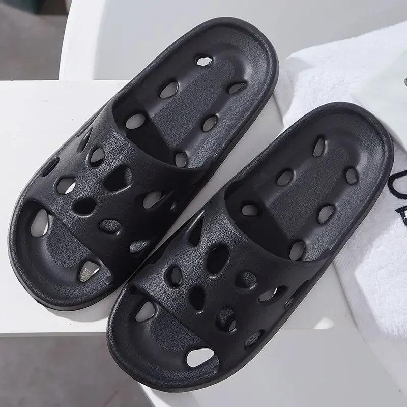 Bathroom Slippers Women Leaking Sandals Cheese Slides Summer Eva Shoes For Men Soft Anti-Slip Flip Flops Couples Indoor Slipper