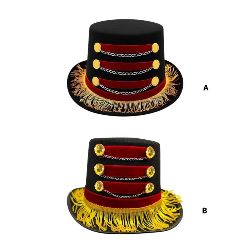 Vintage Circus Tasseled Magicians Top Hat Classical Headwear Stage Performances Costume Accessory