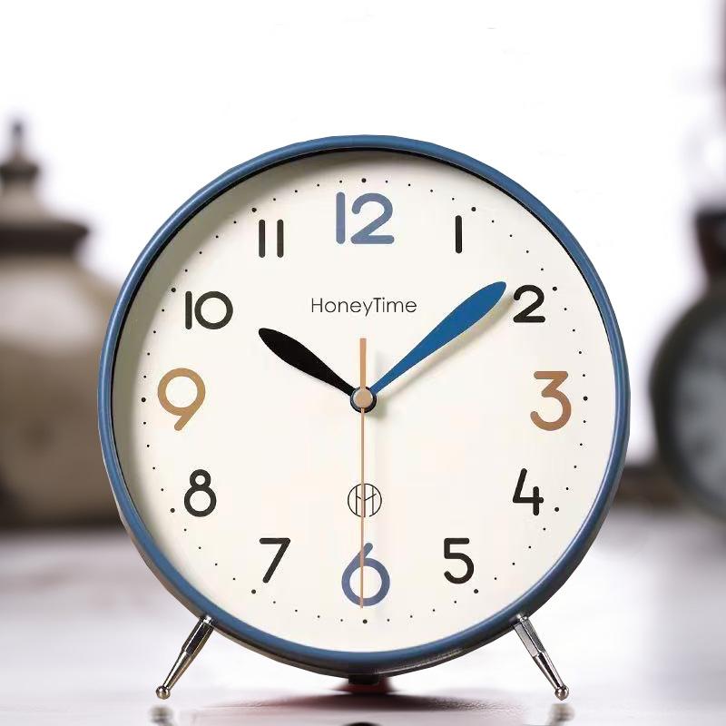 Silent Non Ticking Modern Table Clock Simple Quartz Desk Clock For Living Room Bedroom Home Sitting Room Office Classroom Decor синий