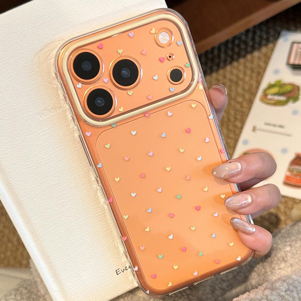 Korean Style Simple Colorful Little Love Heart Transparent Shock Proof Phone Cover Case for iPhone 17 16 15 14 13 12 Pro Max