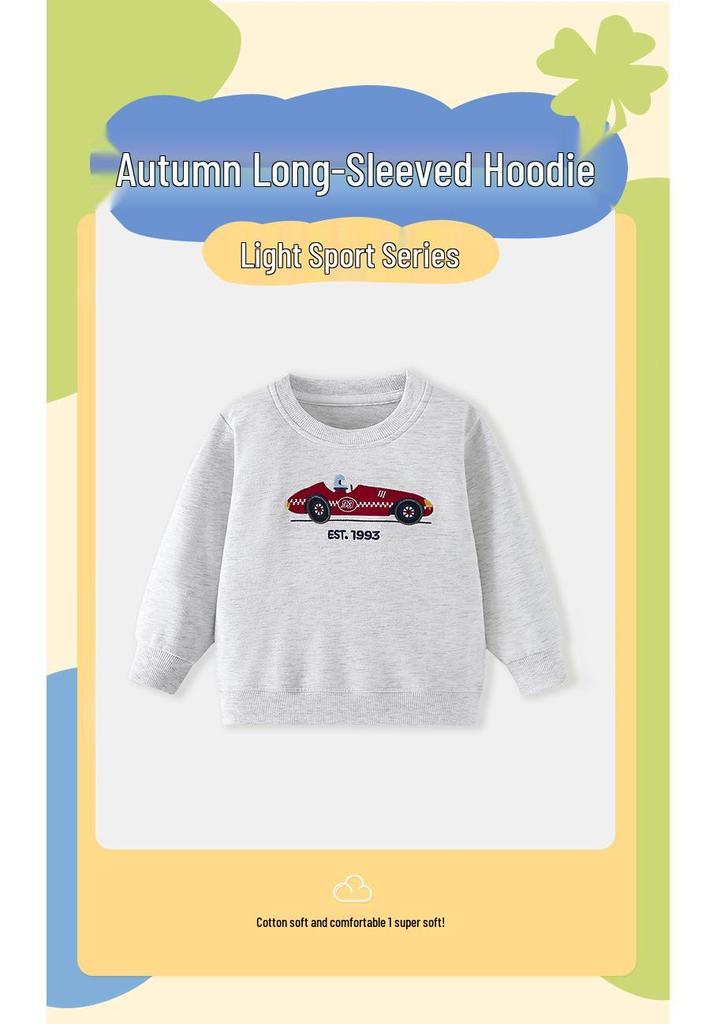 Autumn/Winter Boys' Retro Embroidered Round Neck Sweatshirt - 26 Years Experience