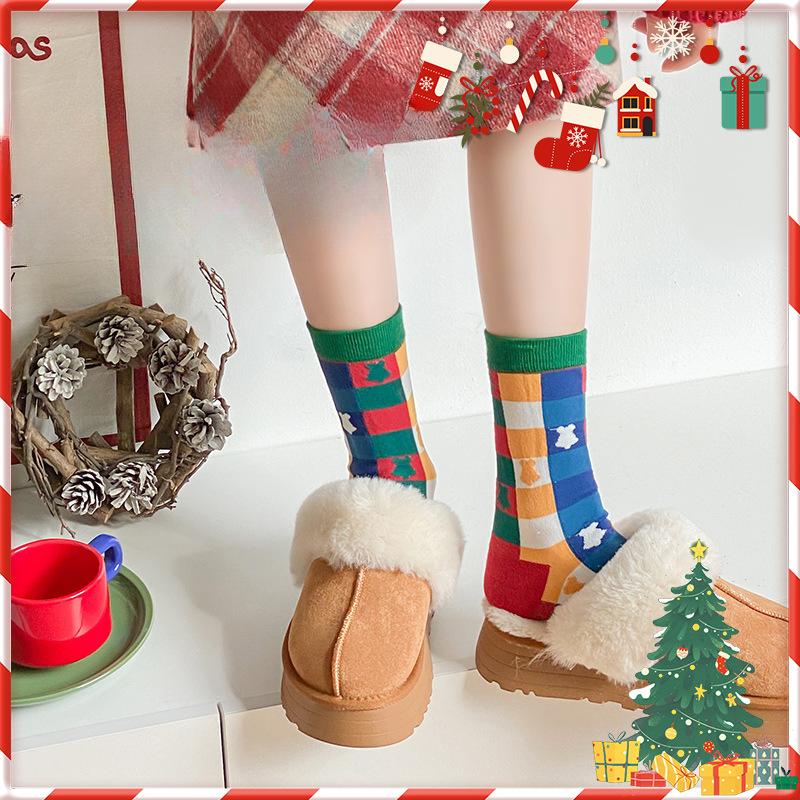 Christmas Socks, Red Socks, Women's Mid-calf Cotton Socks, Spring and Autumn New Year Mid-calf Couple Gifts, Autumn and Winter Cotton Socks