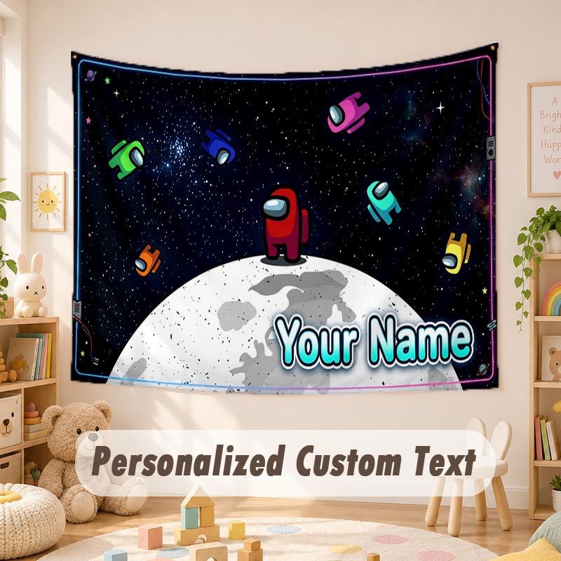 Custom Name Text Tapestry,Among Us Boho Wall Hanging, Decorative Backdrop Tapestry For Room