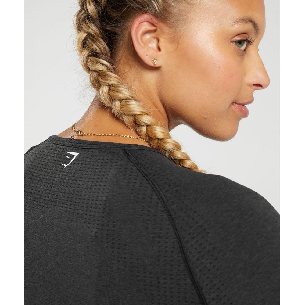 Gymshark Vital Seamless 2.0 Crop Top Black Marl B1a3d Bbf3