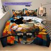 3pcs Owl Artwork Soft Comfortable Bedding Set, For Bedroom, Guest Room And Dorm, All - Season Use, High-Definition Printing194