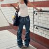 Wide-Leg Relaxed Fit Denim Pants With Embroidery Detail Unisex Straight Cut Jeans 2026