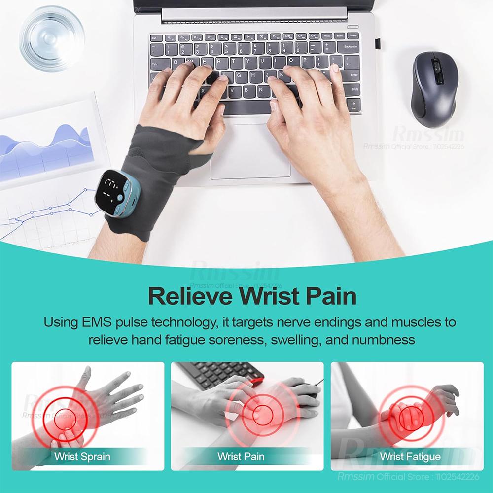 Electric Heating Wrist Massager 5 Levels Hot Compress 3 Levels Vibration Massage Wrist Guard Band Carpal Tunnel