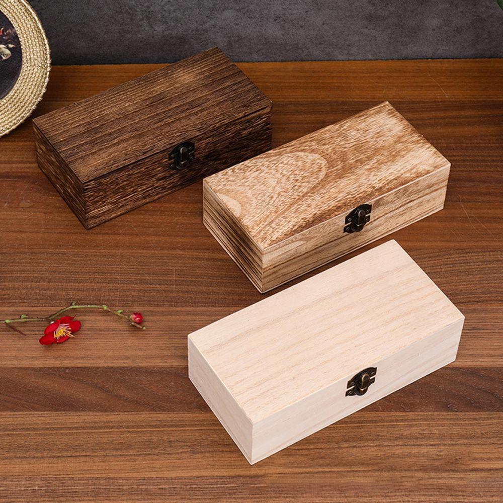 1pc Wooden Gift Box Rectangular Wooden Box - Colored Storage Box Wooden Gift Packaging Box Organizer Box Storage Box Storage Box