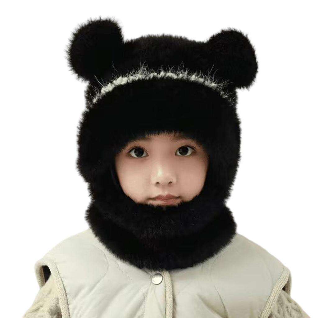 Children's Windproof Hat Scarf with Face Cover Part Cosy Pompom Beanie for Little Boys & Girls Winter Outdoor Essential