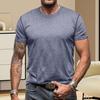 T-shirt da uomo girocollo in cotone tinta unita manica corta basic maglione casual