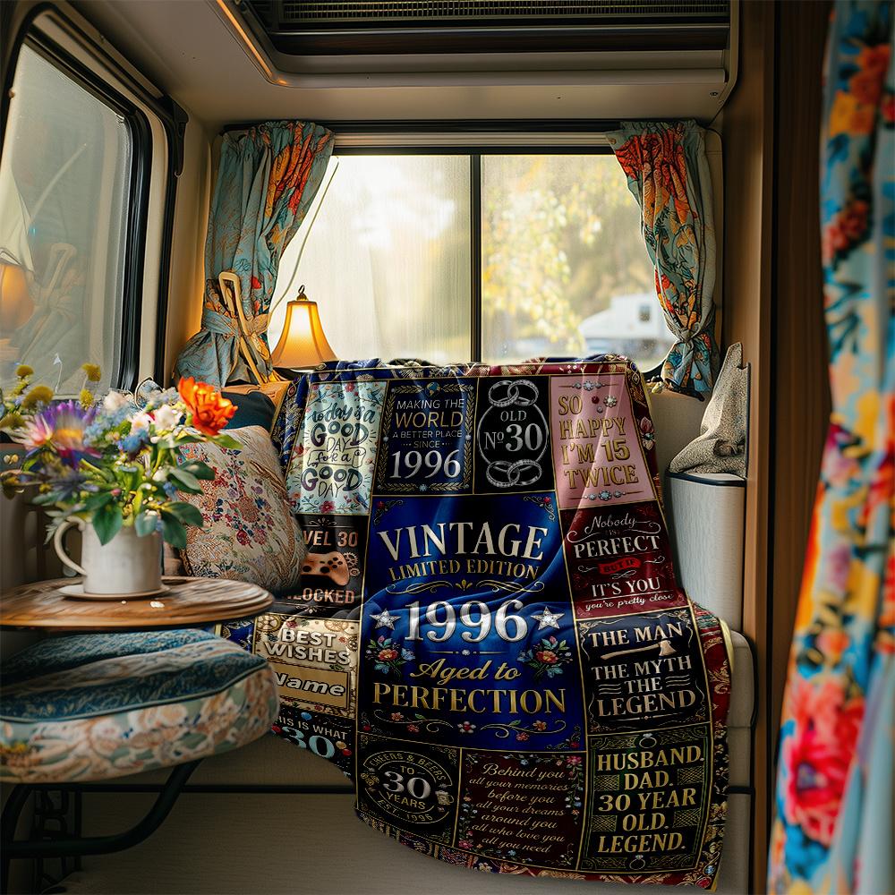 Vintage 1996 Aged To Perfection Milestones Blanket Personalized Name Soft Comfortable Stylish Blanket Car Blanket Perfect For Travel Camping Outdoor
