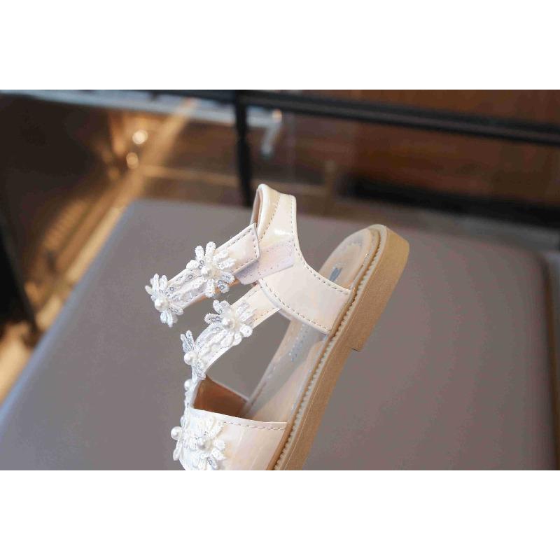 Neuer Eingang Kinder Weichsohlige Rutschfeste Strandschuhe für Mädchen, Sandalen für Mädchen, Koreanischer Stil Blumenmuster Vielseitige Offene Prinzessin Schuhe