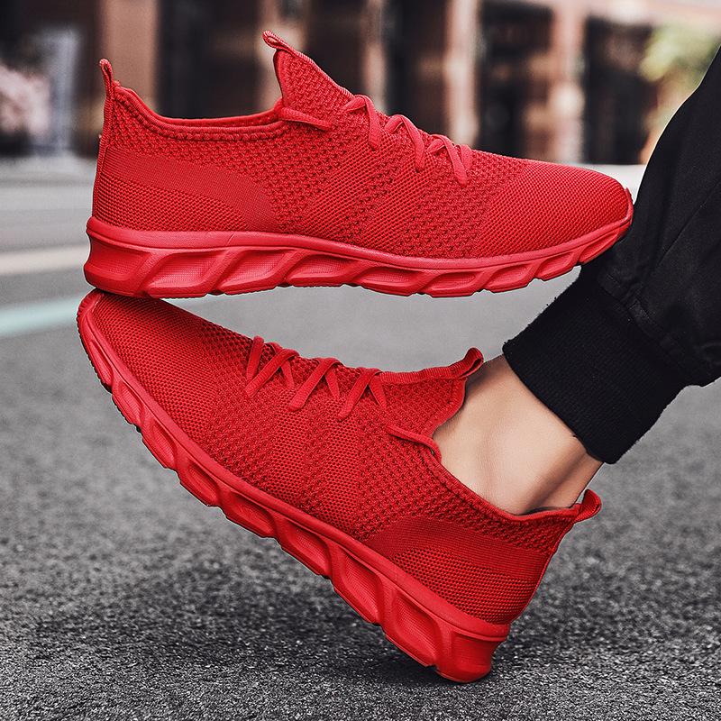 Plus Size Men's 48 Lightweight Flyknit Running Shoes - Trendy, Breathable Casual Sports Sneakers for Summer