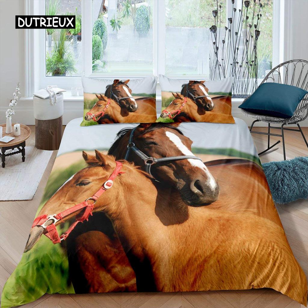 Luxury 3D Bedding Set Europe Queen King Double Duvet Cover Set Bed Linen Comfortable Blanket/Quilt Cover Bed Set Animal  Horse