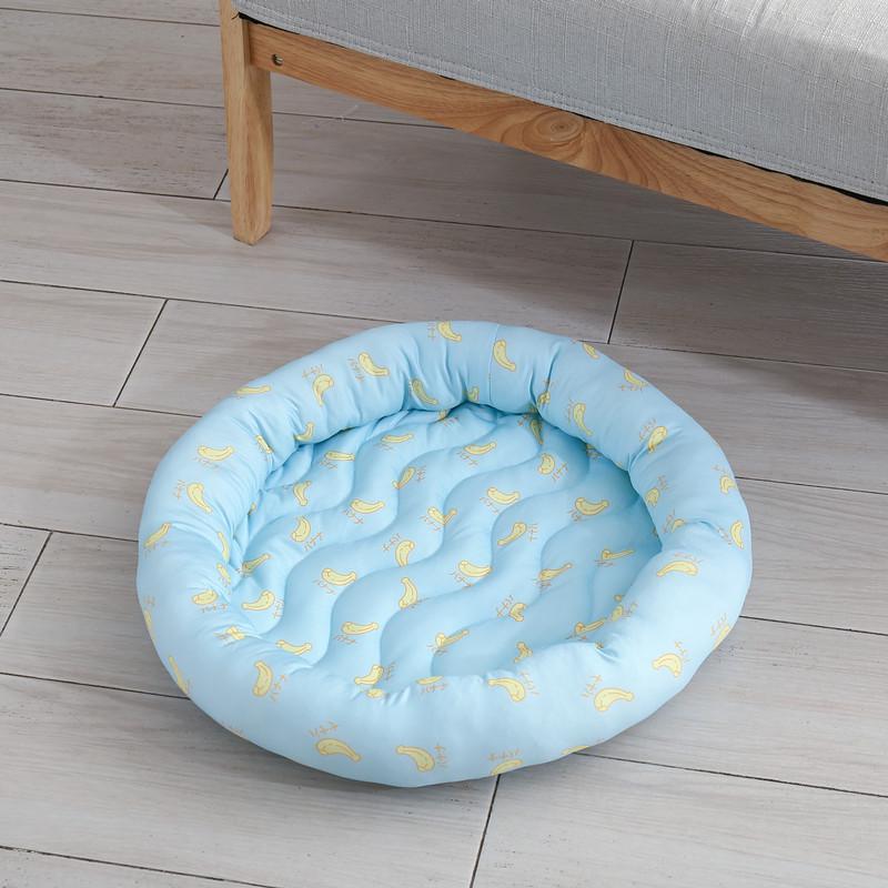 Cat Cooling Ice Silk Summer Bed - Lightweight and Round