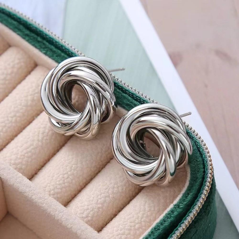 Light Luxury Irregular Earrings Fashion Jewelry Ladies Ear Studs Simple Metal Round Earrings  Party