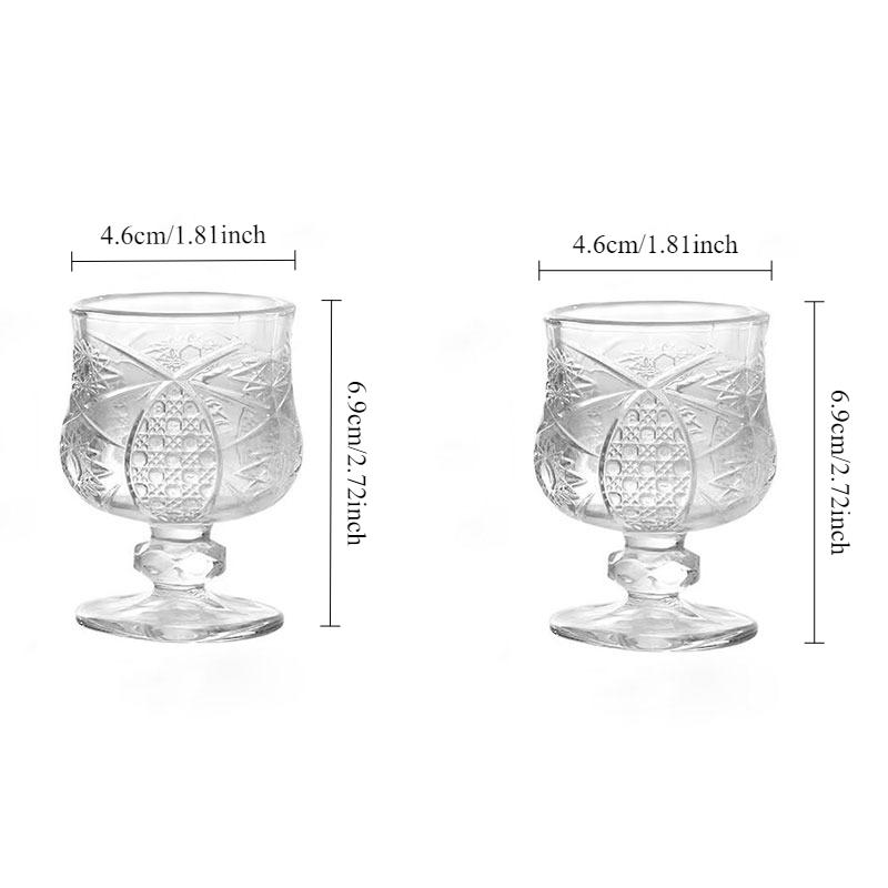 50ml High End Cocktail Glass Elegant Glass Cup Wine Glass Home Retro Relief Pattern Wine Glass New Year Gifts Bar Accessories 50ml 2pcs
