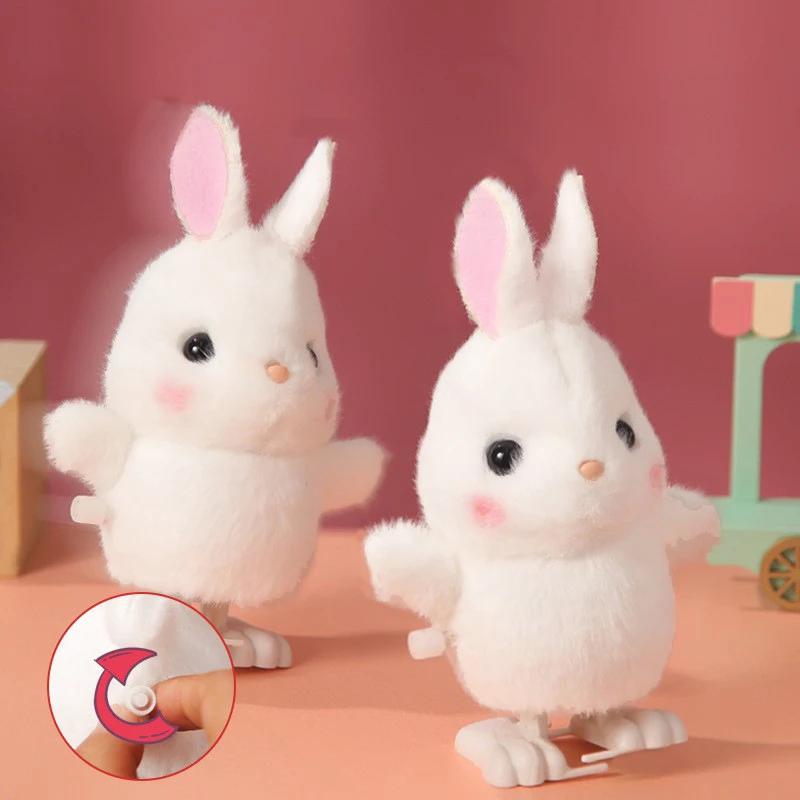 Non-Toxic Animals Toy Kids Children Stuffed Animals Rabbit 1Pcs Cute Wind Up Jumping Bear Plush Clockwork Walking Toys Children Fun Gifts
