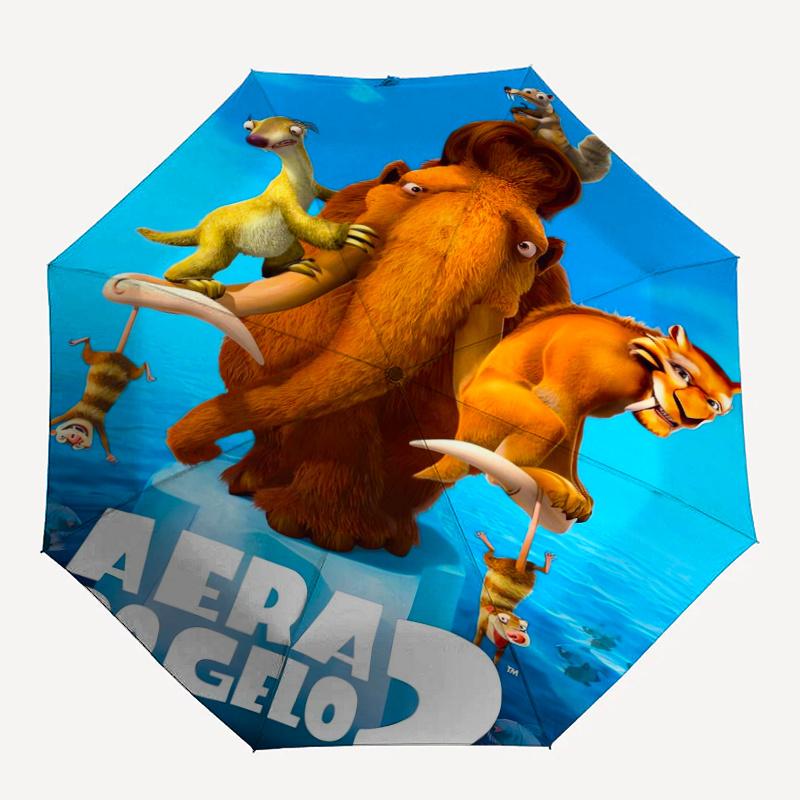 Ice Age 2 Filmposter, robuster Cartoon-Faltschirm, tragbarer 3-fach faltbarer Kompaktschirm für Damen und Herren, geeignet für Reisen oder den täglichen Gebrauch