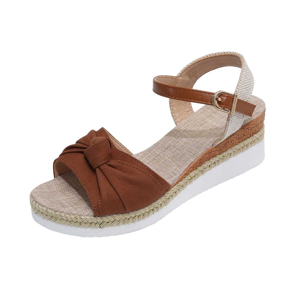 Cute Women Sandals Women'S Summer Fashion Roman Open Toe Bow Sandals Casual Comfortable Fish Mouth Wedge Sandalias De TacóN