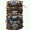 TEMU New 12-piece Set of Coconut Shell Wood Beads Beaded Elastic Line Men's Bracelet Bracelet Bracelet