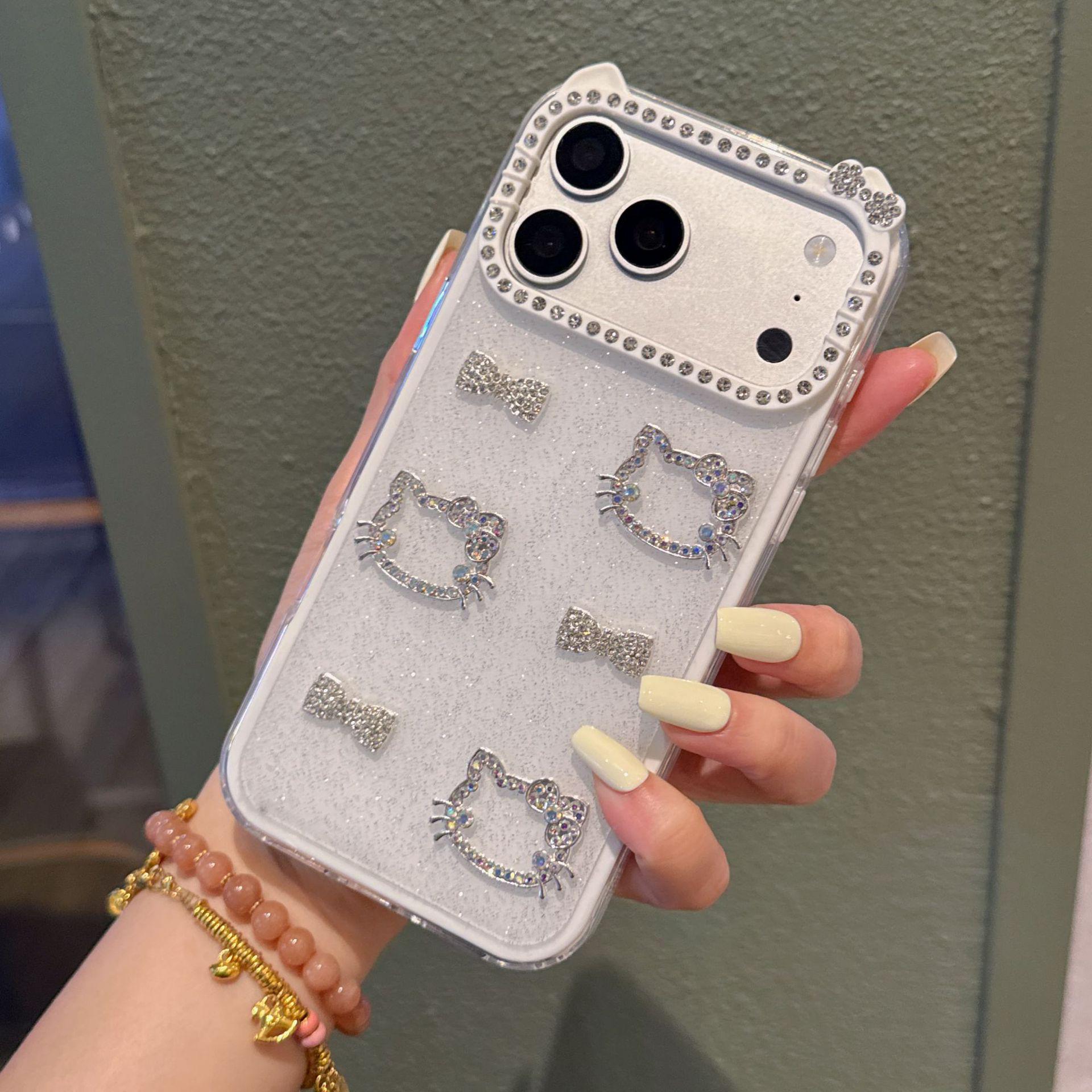 

Cat Acrylic 2-in-1 Phone Case for iPhone 17 Pro Max with Apple 16/15/11 Bow Design 16 Pro Max
