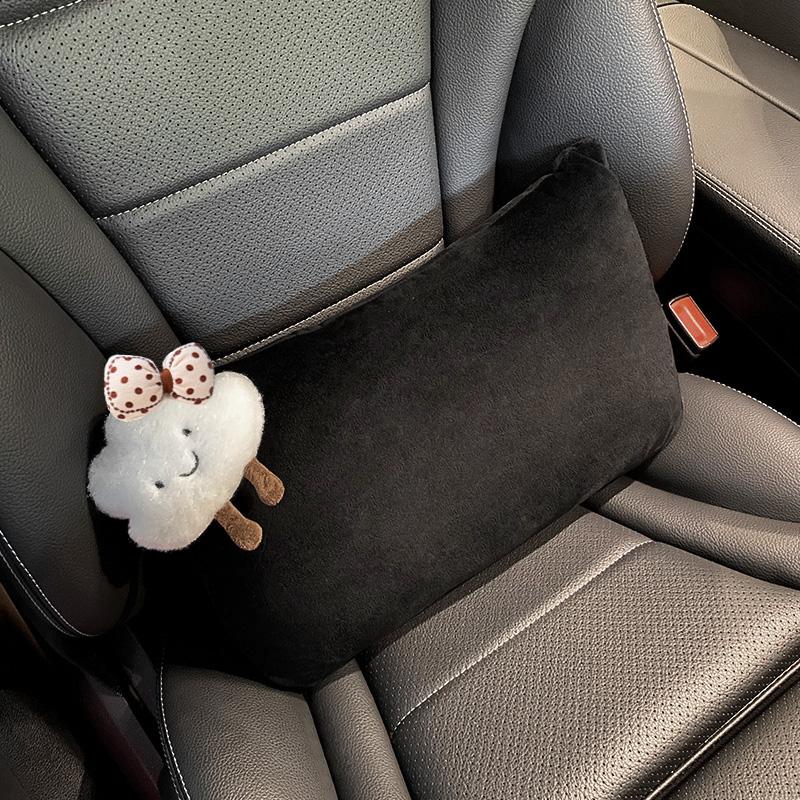 Cute Cartoon Bow Cloud Car Interior Accessories Soft Plush Car Neck Pillow Bone-Shaped Vehicle Headrest Waist Seat Cushion
