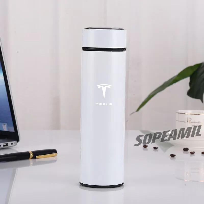 Para Tesla Model 3 Model Y Model S Model X Cybertruck Roadster 500ML Taza Termo de Vacío para Coche Pantalla de Temperatura Taza de Café